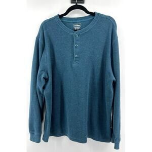 L.L. Bean Men's Traditional FIt Henley Style Waffle Knit Size XL